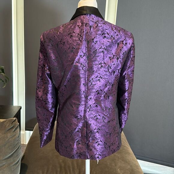 Men’s Purple Paisley Tuxedo Jacket Prom Party Wedding Size 30 NWOT - Picture 5 of 11